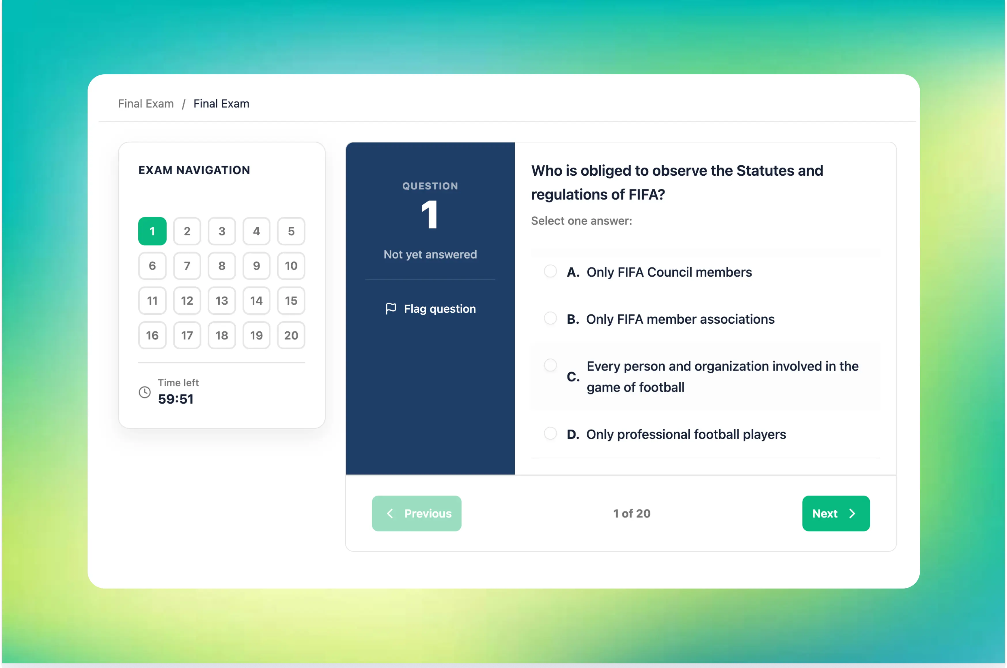Quiz practice interface